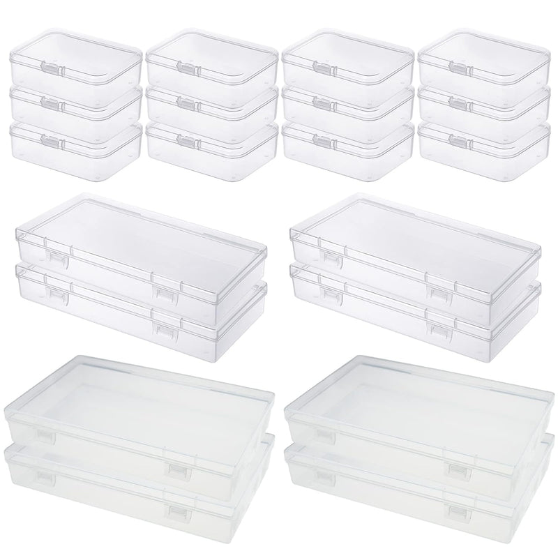 20 Pieces Mixed Sizes Rectangular Empty Mini Clear Plastic Organizer S