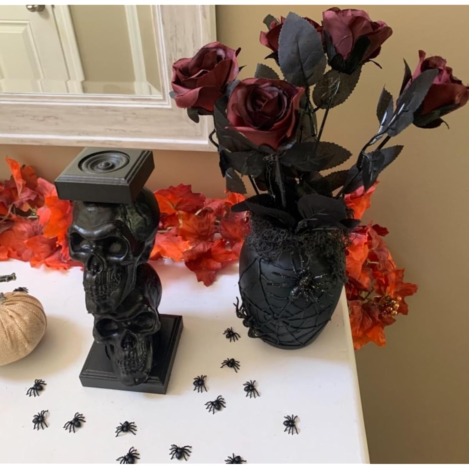 Artificial Roses Flowers, 12 Pcs Fake Burgundy Rose In Bulk, Long Stem Realistic Silk Roses Bouquet For Halloween Decoration, Fall Home Decor, Centerpieces, Flower Arrangement (Burgundy, 12-Pcs)
