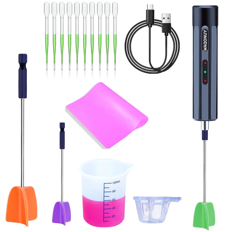 Rechargeable Epoxy Resin Mixer,Usb Handheld Electric Resin Mixer For Mixing Epoxy Without Bubbles, Resin Stirrer For Tumblers Epoxy, Resin Molds, Glazes And Paint (Grey) (White)