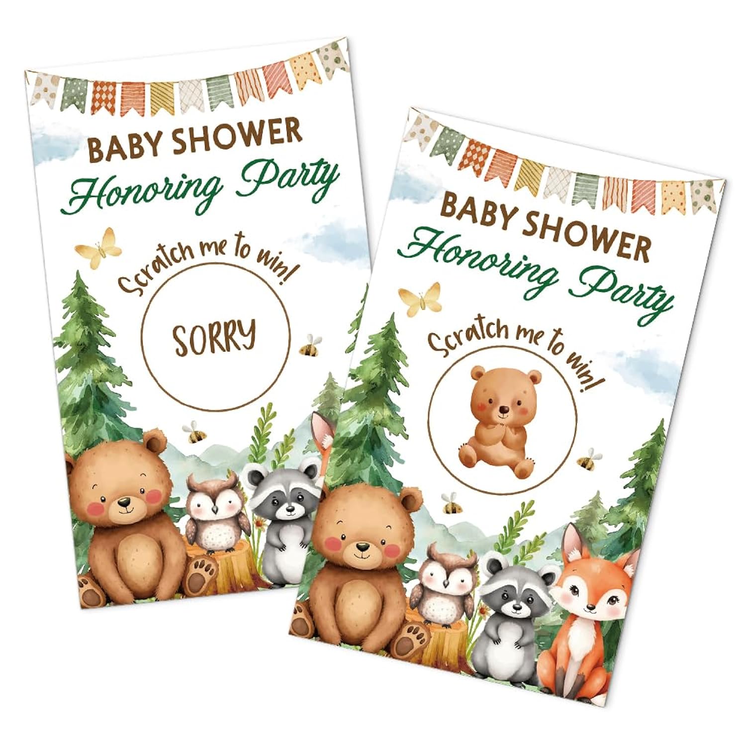 50 Pack Baby Shower Honoring Party Scratch Off Game, Cute Animal Theme Scratch Card For Baby Shower Birthday Party Lottery Games Group Games Family Activity