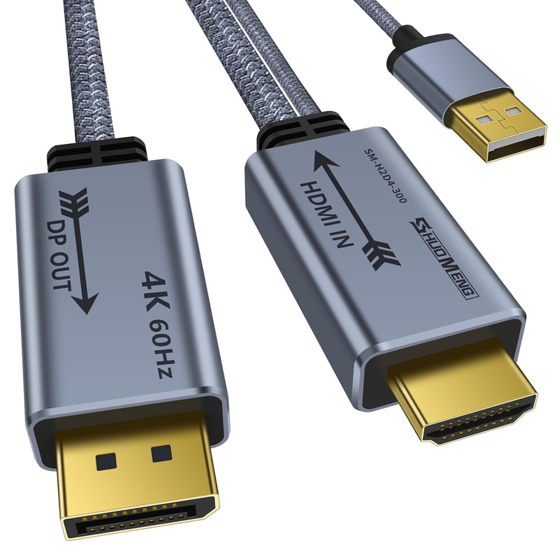 Hdmi To Displayport Adapter 4K@60Hz - (Male To Male) Converter Cable Hdmi To D