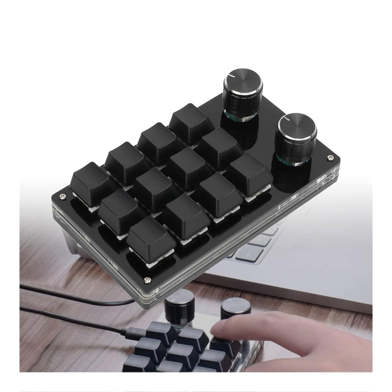 12 Key Macro Pad With Knob, Green Axis Macro Mechanical Keyboard With 50 Milli