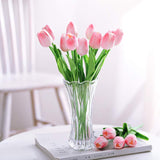 30Pcs Latex Tulips Real Touch Pink Artificial Flowers Fake Tulips Arrangement Bouquet For Home Office Wedding Decor (Pink)