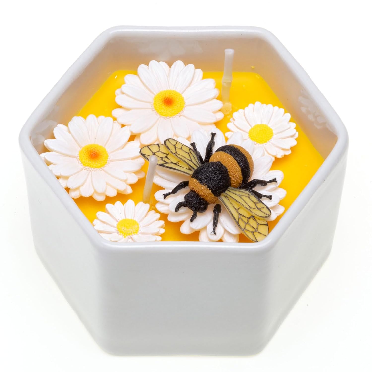 Bee And Daisy Candle – Pure Beeswax Candles For Home Scented, 5.6Oz Vanilla & Honey Candle, Cute Bee Gifts For Women, Teacher Appreciation Gift, Thank You Gift For Her