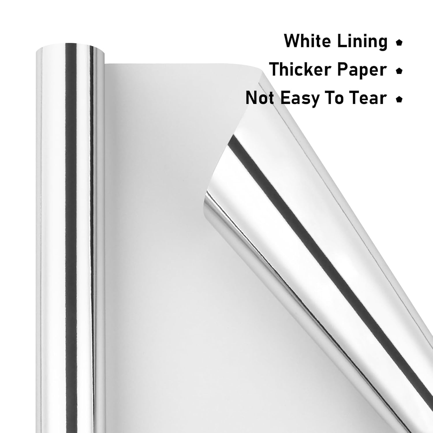 Silver Metallic Wrapping Paper, Solid Color Paper,Gift Wrapping Paper,Perfect For Wedding,Valentine'S Day,Birthday, Christmas,Baby Shower,Diy Bouquet (17 Inches X 32.8 Feet)