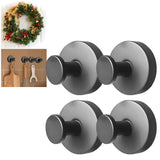4Pcs New Model No-Drill Suction Cup Hooks For Door Wreaths, Wreath Hangers For Front Door, Suction Cup Hooks For Shower, Removable, Waterproof & Rustproof (Black)