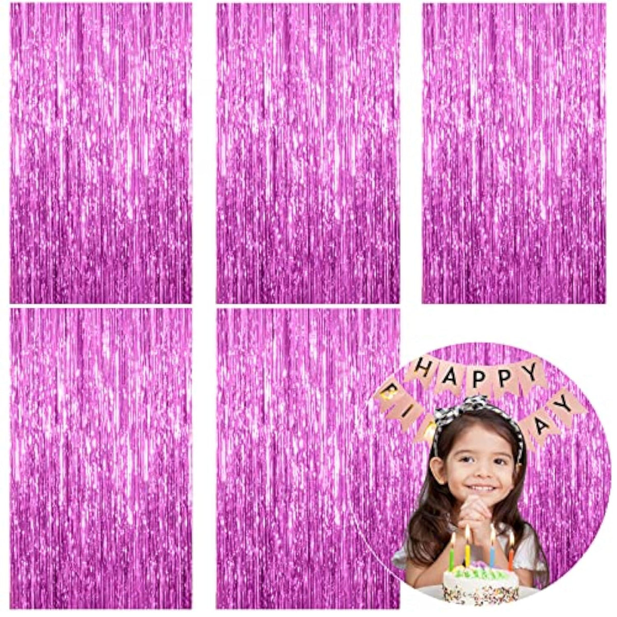 5 Pack Foil Curtain Backdrop Metallic Tinsel Foil Fringe Curtains Photo Booth Props For Birthday Wedding Engagement Baby Shower Bachelorette Christmas Holiday Celebration Party Decorations