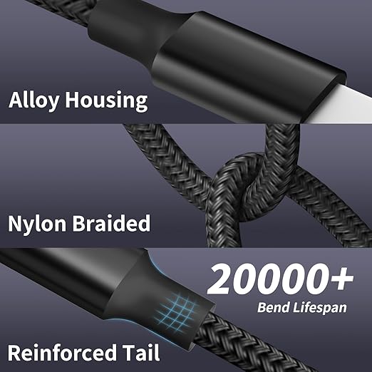 2 Pack 4 in 2 Multi Charging Cable 5FT Dual USB C USB A Universal Fast Charger Cord for iPhone 17 Android iPad