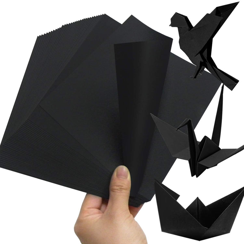 Black Origami Paper 400 Sheets 6X6 Inch, Double-Sided 6 Inch 15X15 Cm Square F