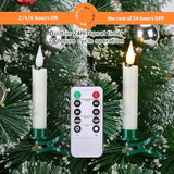 12Pcs Led Taper Candles Light Set Flameless 3D Wick Ivory Candles With Clip-On Christmas Tree Design, 10-Key Remote With Timer, Warm White Light, Battery Operated For Versatile Decoration