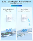 15W Magnetic Wireless Charger with 20W Adapter and 6FT Cable for iPhone AirPods