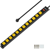 Heavy Duty Surge Protector Power Strip 12 Outlets 2100J 6FT Extension Cord Wall Mount Black