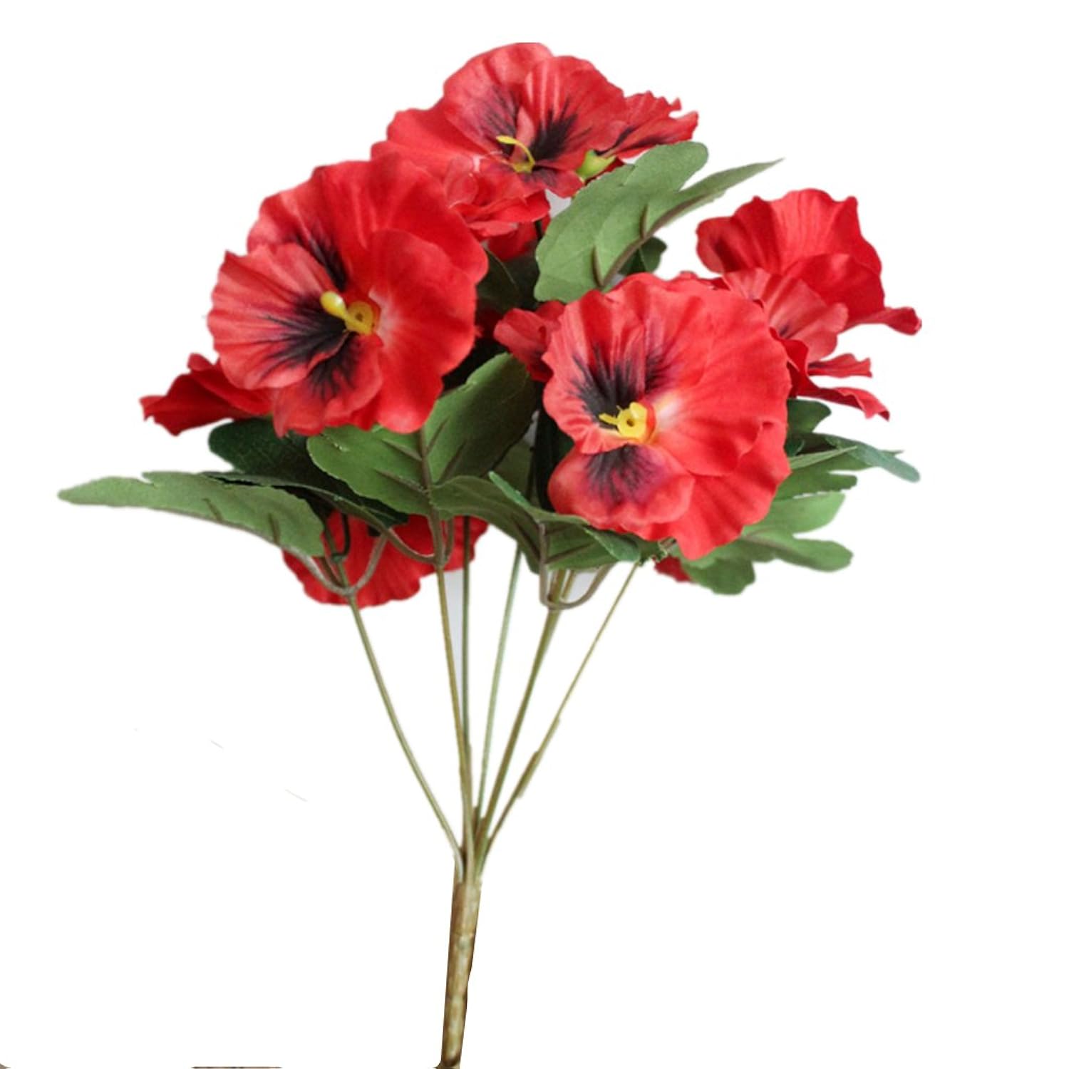 Artificial Pansy Flowers For Home Office Decoration-(1Pcs Red)