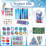 120Pcs Under The Sea Party Favors Ocean Animals Party Stampers Stickers School Stationery Bulk For Kids Sea Shark Birthday Mermaid Party Goodie Bag Stuffer Classroom Gifts Rewards Supplies