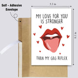 Funny Valentine'S Day Card For Men, Dirty Anniversary Card For Husband Boyfriend Fiance, Snarky Birthday Card For Couple Soulmate, My Love For You Is Stronger