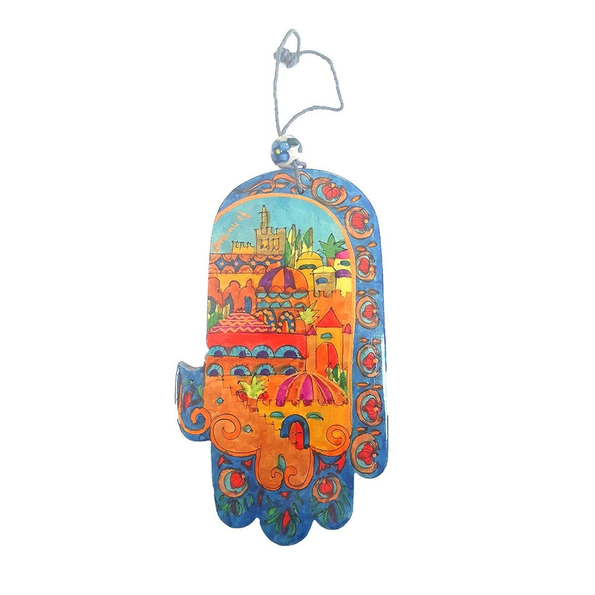 Hamsa Hand - A Jewish Jewelry For Mazal & Blessing Large Wood Painted Hamsajerusalem Oriental (Bundle)