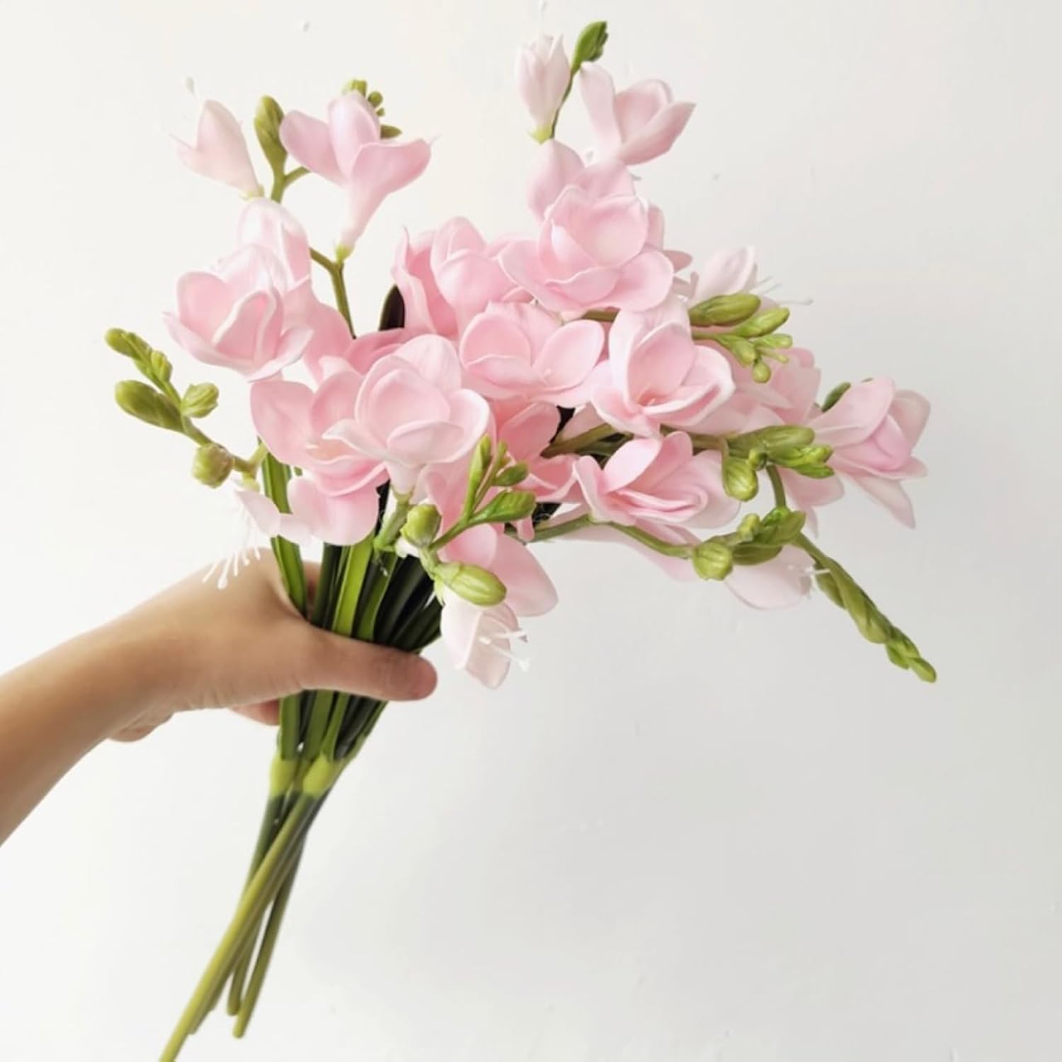 2Pcs Artificial Freesia Flowers, Faux Freesia Bouquet For Home Decor, Wedding, Party Floral Arrangements (Pink)