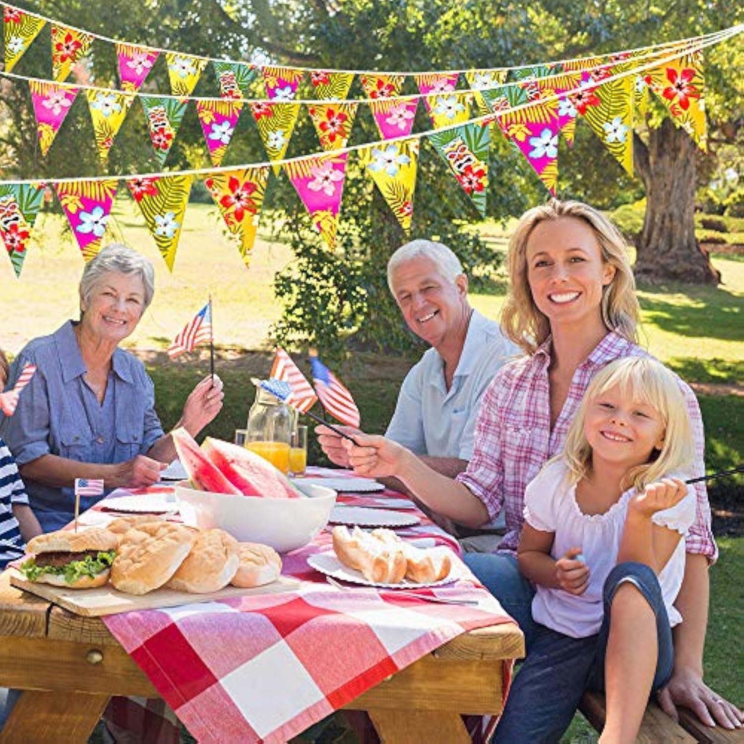 4 Pack Hawaiian Bunting Banner Luau Party Tropical Party Bunting Total