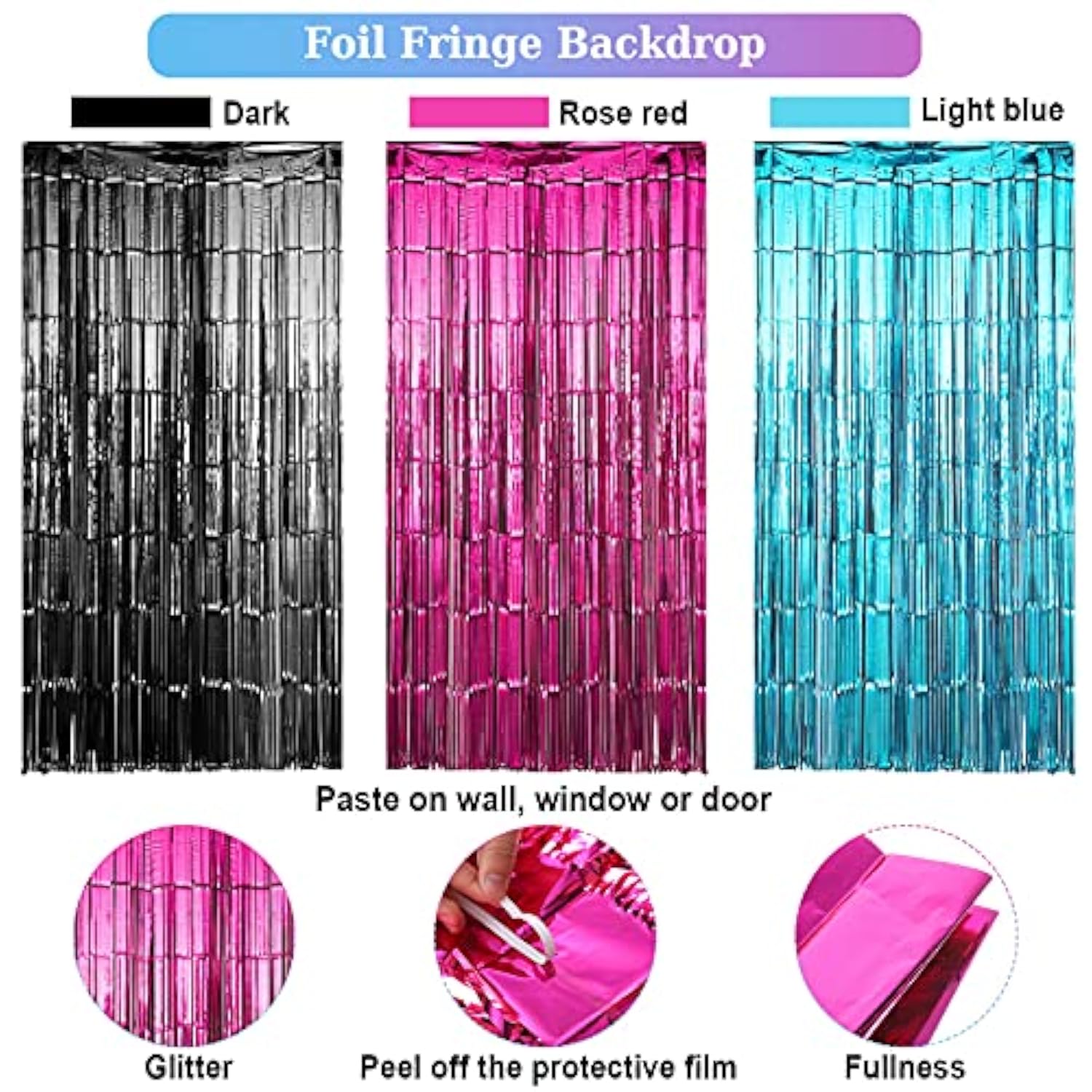 Music Birthday Party Decor Set: Tinsel Curtains & Music Note Balloons