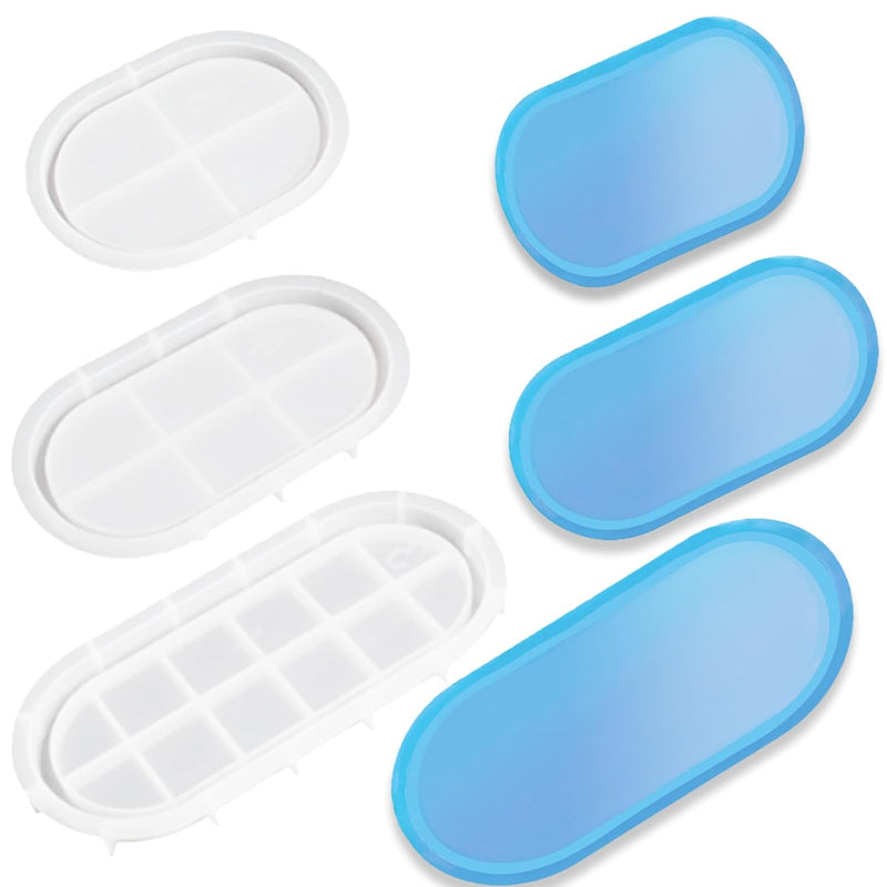 3Pcs Silicone Molds For Resin Casting Tray Molds Oval Resin Molds Silicone Pallet Round Molds