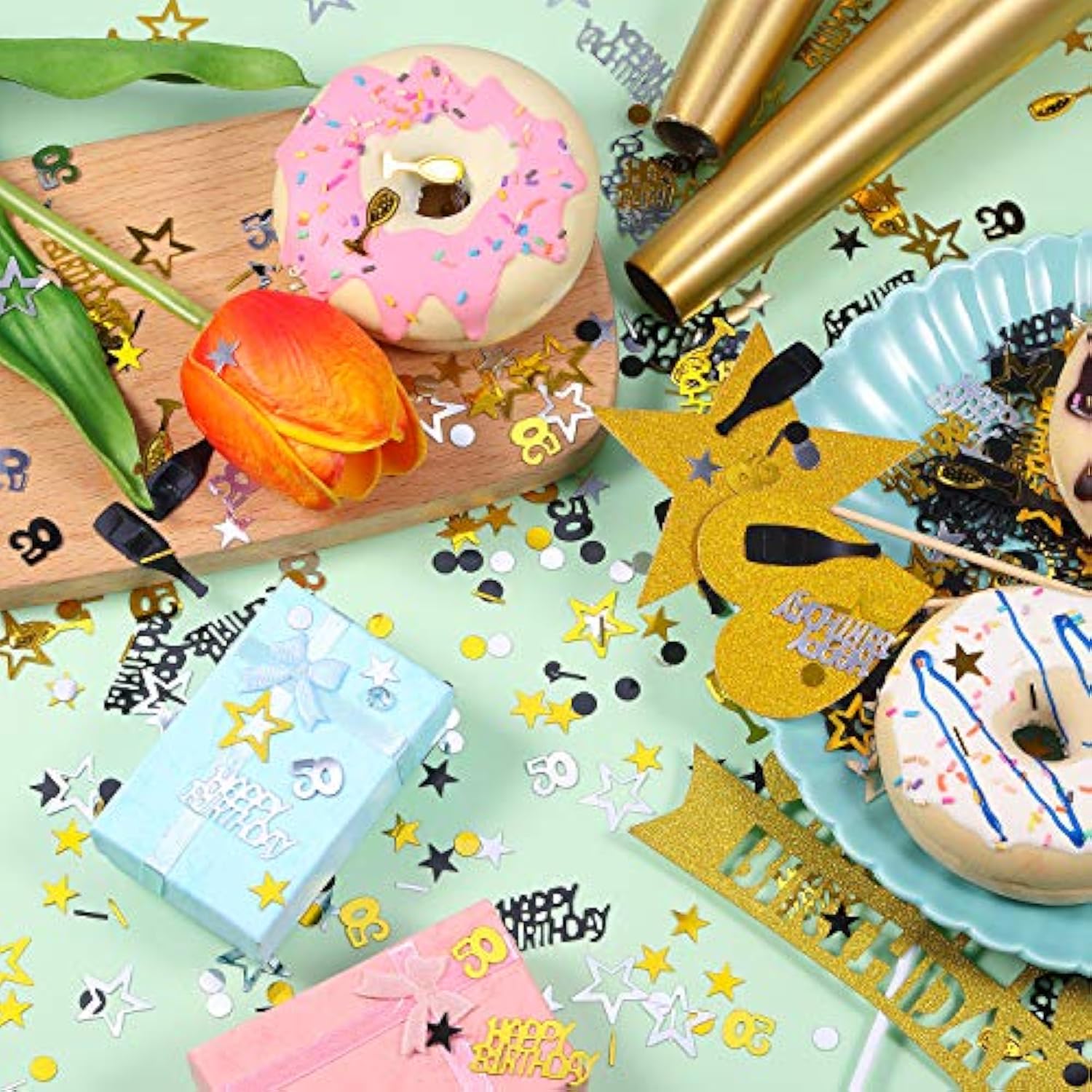 3000 Pcs 50Th Birthday Confetti For Table Decoration 50 Confetti Mix Gold Black Silver Party Metallic Foil Table Scatter Happy Birthday Centerpieces For Party Diy Arts Crafting Supplies