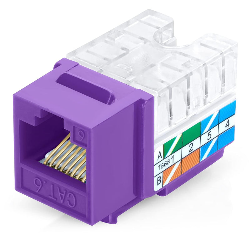 90° Angled Cat6/5E Keystone Jack In Purple - Slim Profile Rj45 Ethernet Connec