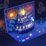 Birthday Cards With Recording Function Fireworks 3D Pop Up Blowable Led Candle Birthday Cake Light And Music Happy Birthday Greeting Cards Gift For Mom Women Sisters Grandma Kids Wife