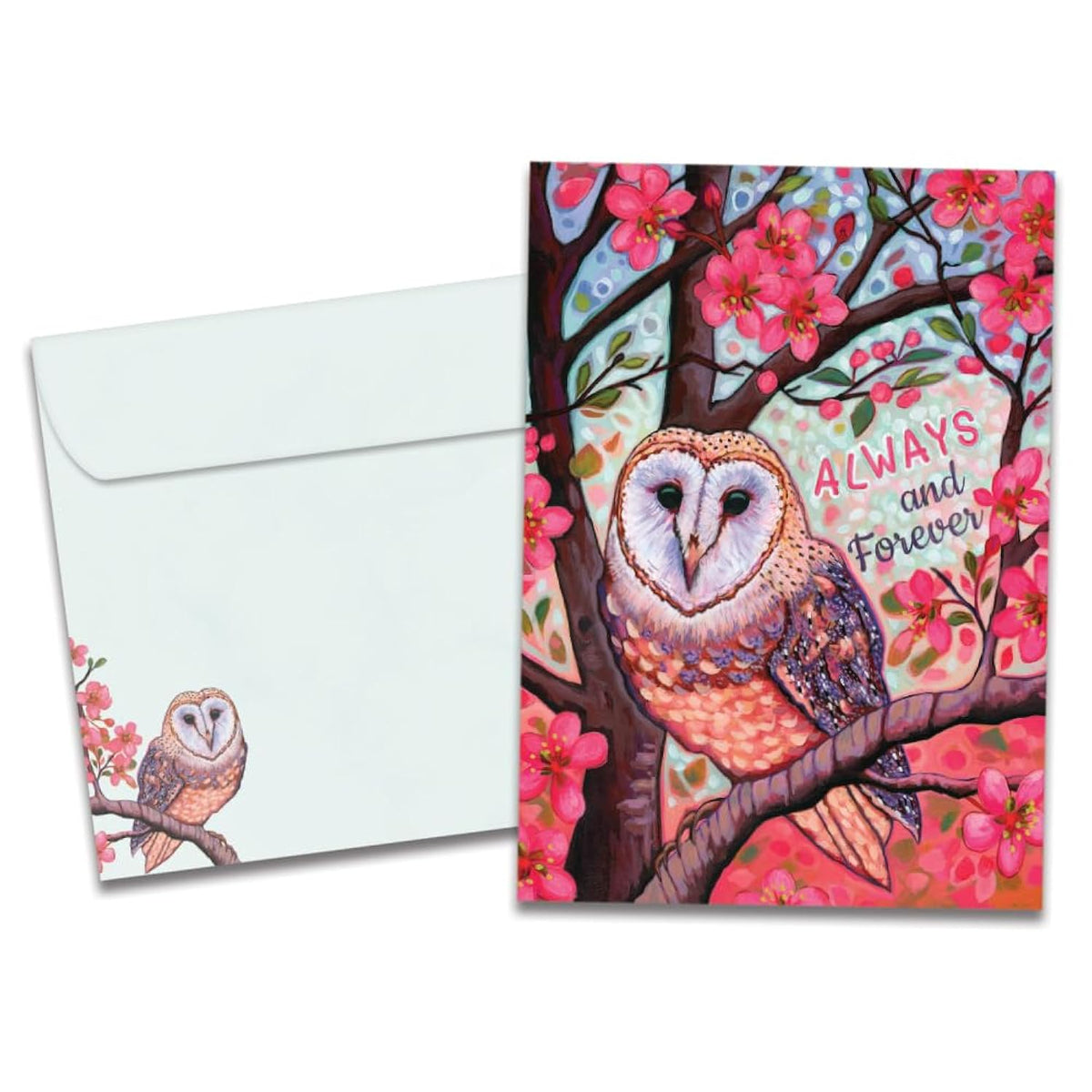 Tree-Free Greetings - Valentine's Day Greeting Card - Artful Designs - 1 Card + Matching Envelope - Made in USA - 100% Recycled Paper - 5 x 7 - Owl Ways and Forever (GO64325)