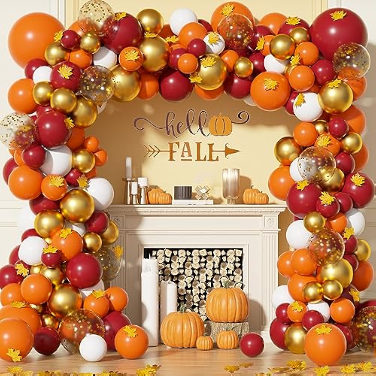 Fall Balloon Garland Kit: Orange, Gold & Burgundy - Thanksgiving Decor