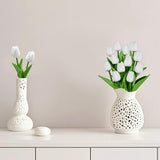 12Pcs White Tulips Artificial Flowers, 13.4" Artificial Pu Flowers Fake Tulips For Spring Mother'S Day Easter Valentine’S Day Gifts In Home Kitchen Wedding Dining Table Decorations