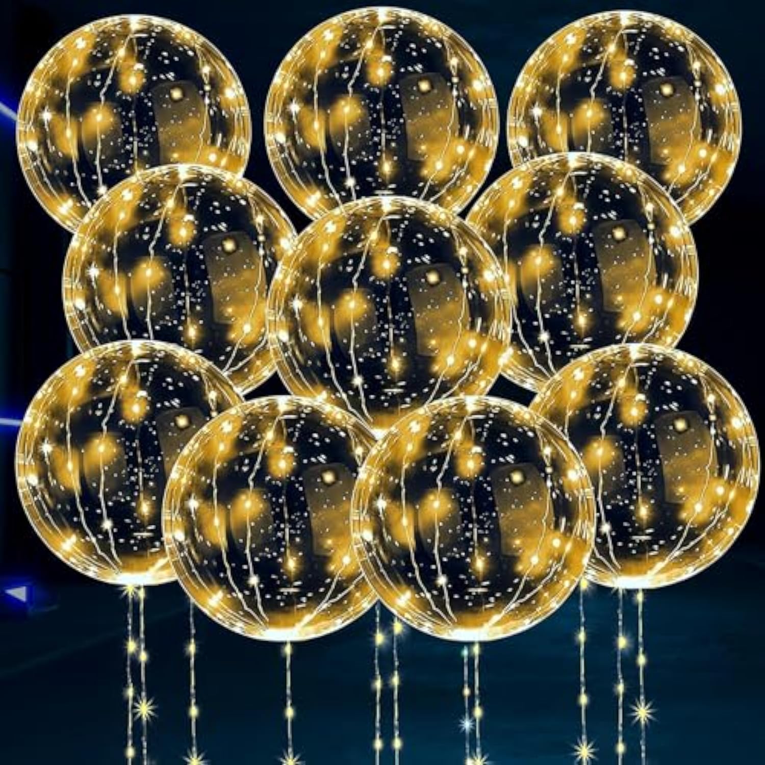 10pk Clear LED Light-Up Balloons 18" for Birthdays, Weddings & Parties