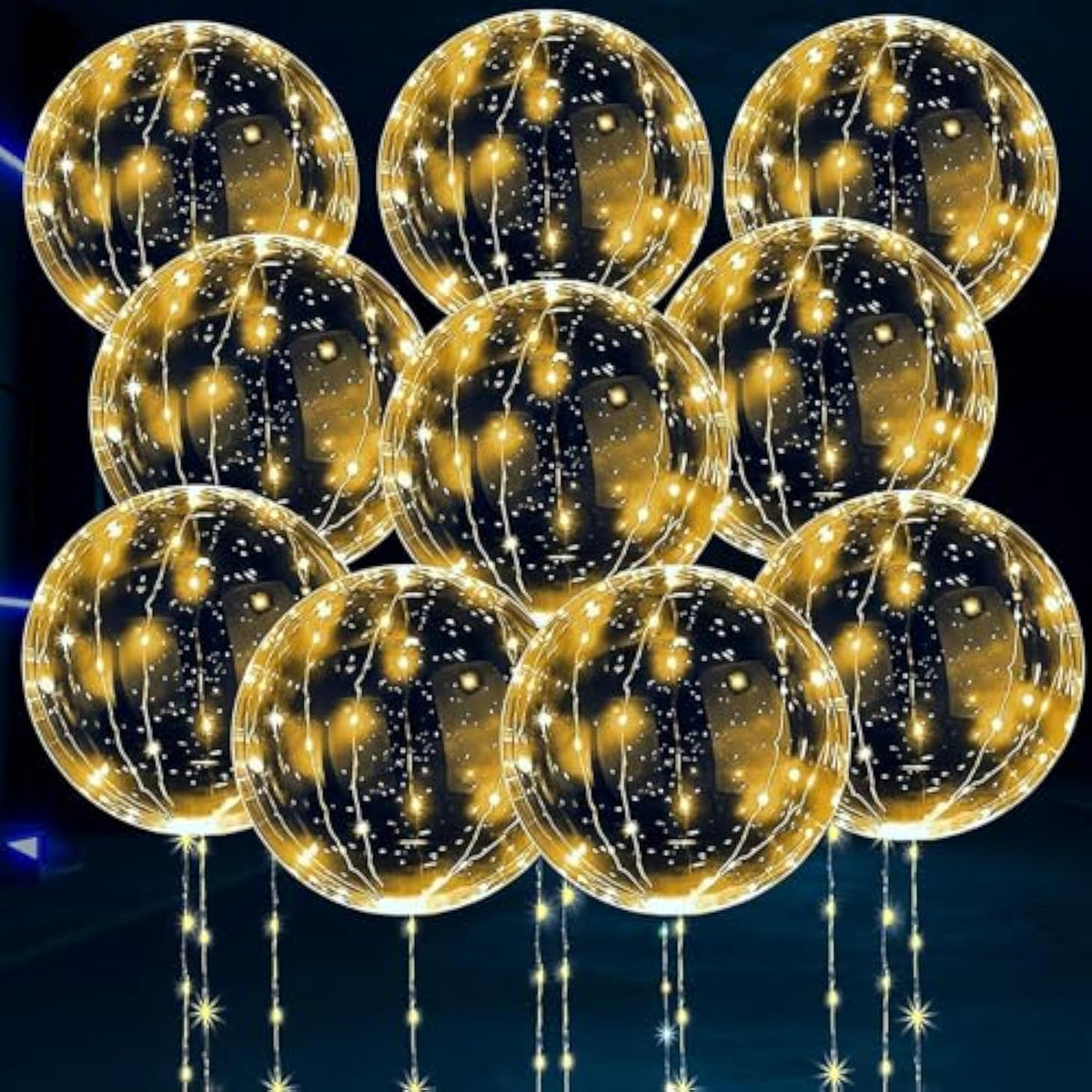 10pk Clear LED Light-Up Balloons 18" for Birthdays, Weddings & Parties