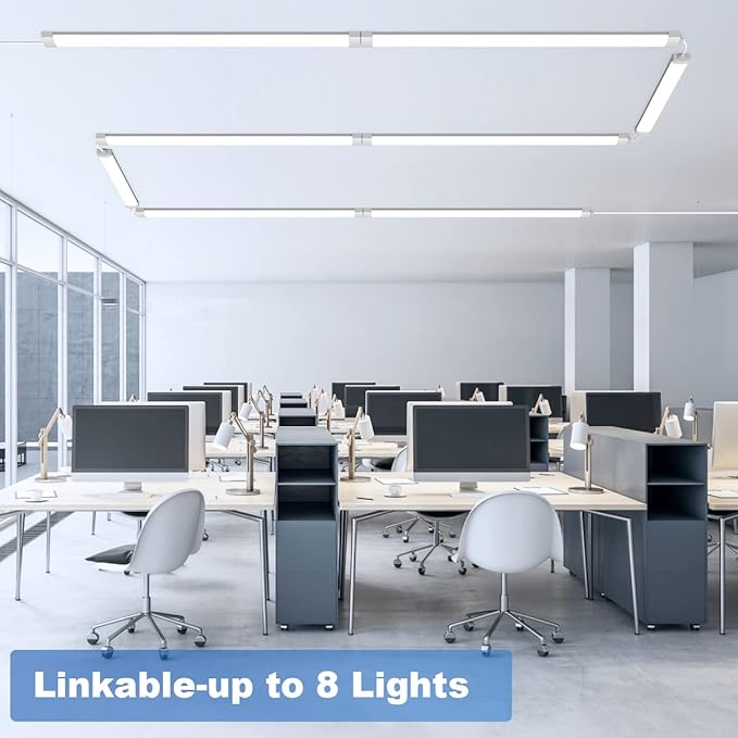 5FT LED Garage Shop Light Fixture 45W 5000K Waterproof Plug In Tube Light for Kitchen Bathroom Workbench
