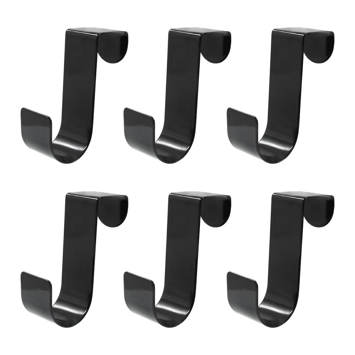 6 Pack Over The Cabinet Door Hook, Metal Single Over Door Hooks Hanger Hook For Hanging Stocking Clothes Towels (Black)