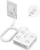 Dual Surge Protector Power Strip 8 Outlets 4 USB Ports 2 USB C 5FT Flat Plug 2100J Grey