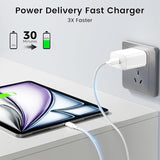 20W USB C Fast Charger with 10FT Braided Cable for iPad Pro Air Mini 10th 11th Gen