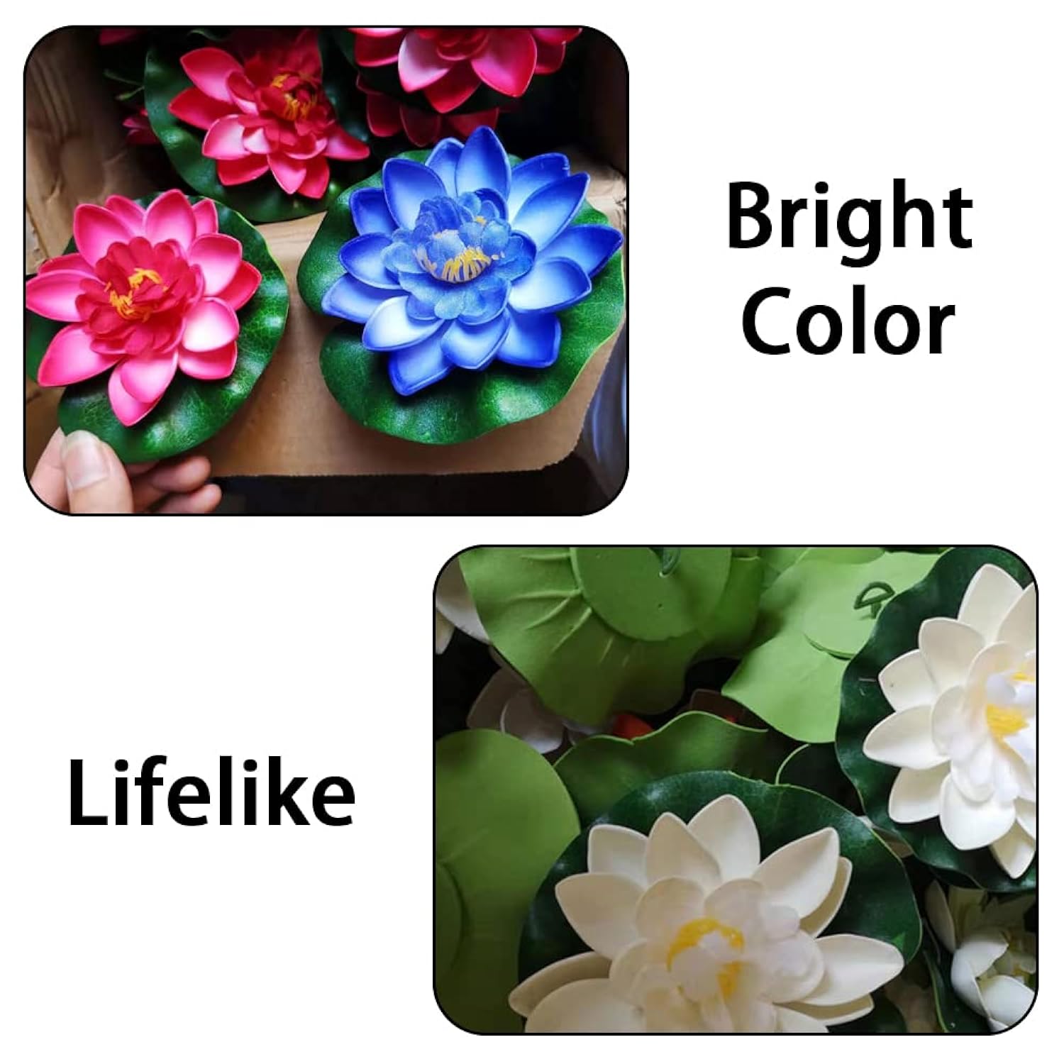 8 Pcs Realistic Lily Artificial Water Floating Foam Lotus Flowers Floating Pond Decor For Pond Pool Aquarium Water Decoration