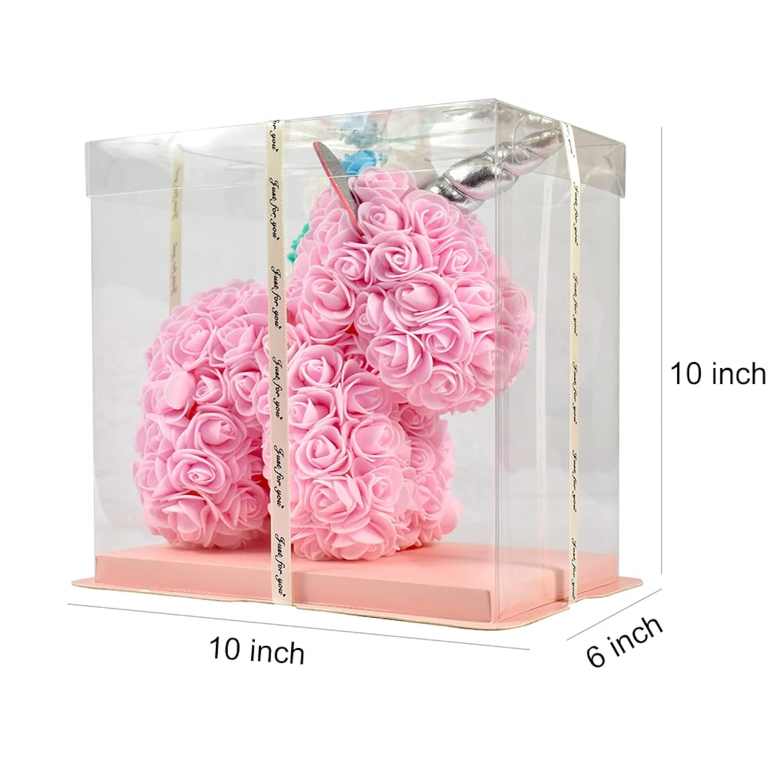 Rose Flower Uicorn Handmade Flower Mythical Beast Simulation Foam Rose Bear For Christmas Valentine'S Day Birthday (Light Pink)