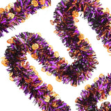 33Ft Halloween Tinsel Garland, Pumpkin Metallic Twist Foil Tinsel Garland Pumpkin Shiny Hanging Decorations For Halloween Party Decoration Supply