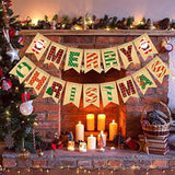 Merry Christmas Banner Burlap, Christmas Banner For Mantle With Santa Claus Sign For Indoor Outdoor Party Decoration