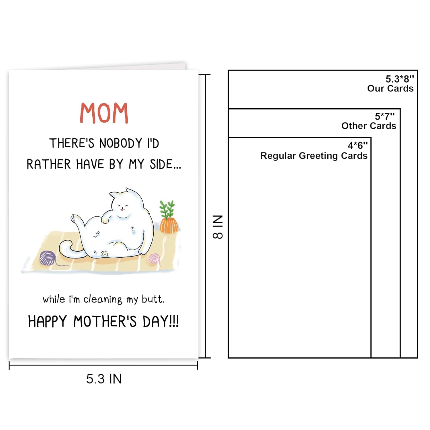 Cute Cat Mom Mothers Day Card For Mother Stepmother Grandma, Happy Mothers Day Gifts From Cat, Gift For Best Cat Mom Birthday