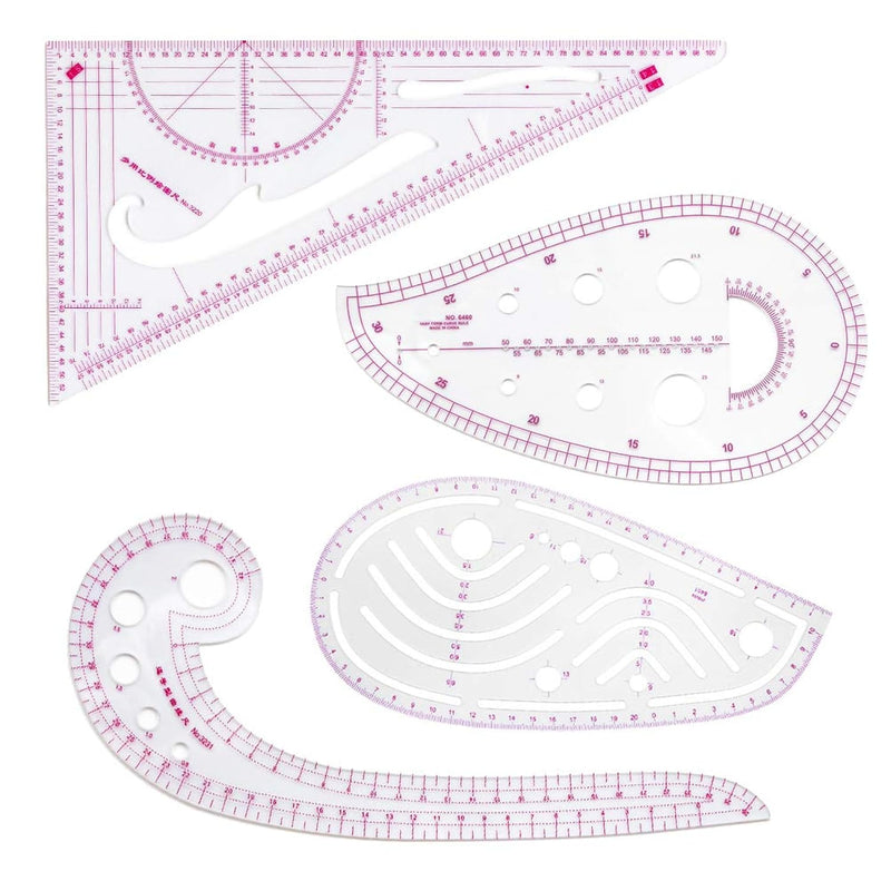 Fashion Clear Metric Sewing Ruler Set, French Curve Pattern Making Ruler Kit F