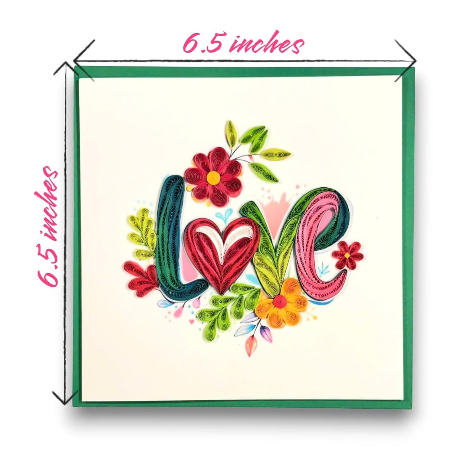 Handmade Quilling Love Greeting Card Unique Floral Art Gift For Her Romantic Anniversary Birthday Valentine Special Occasion Keepsake
