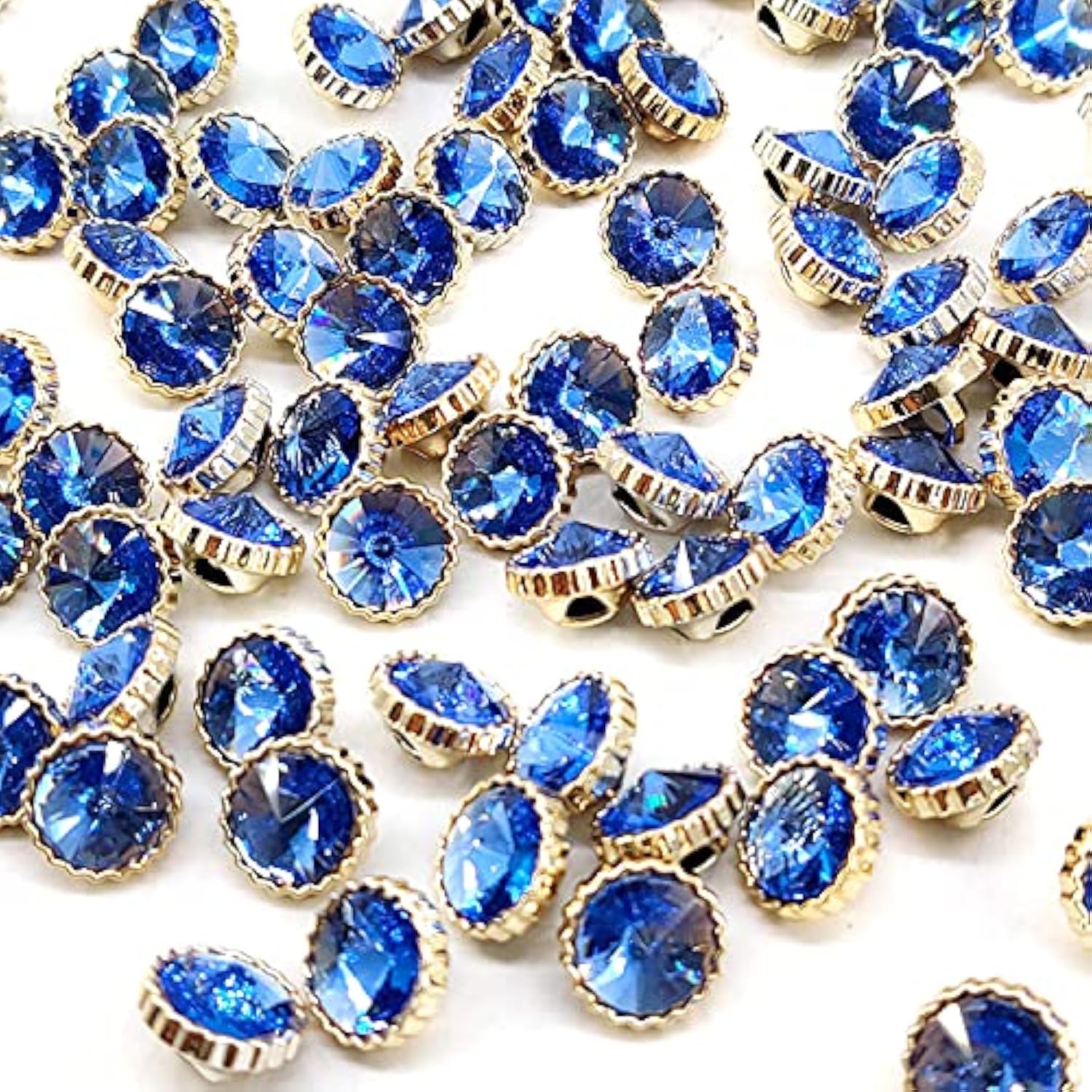 Decorative Blue Rhinestone Resin Sewing Shank Buttons 50 Pcs - 12.5Mm,