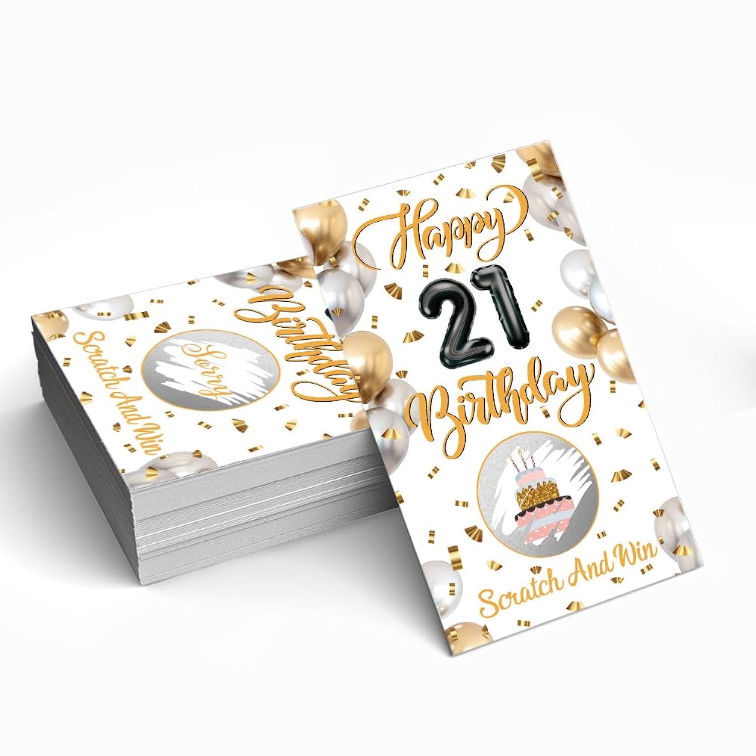 50 Pack Happy 21 Birthday Theme Scratch Off Game, Scratch Card For Birthday Party, Happy 21St Raffle Tickets For Bachelorette Party Game Family Activity, Bridal Shower Activity