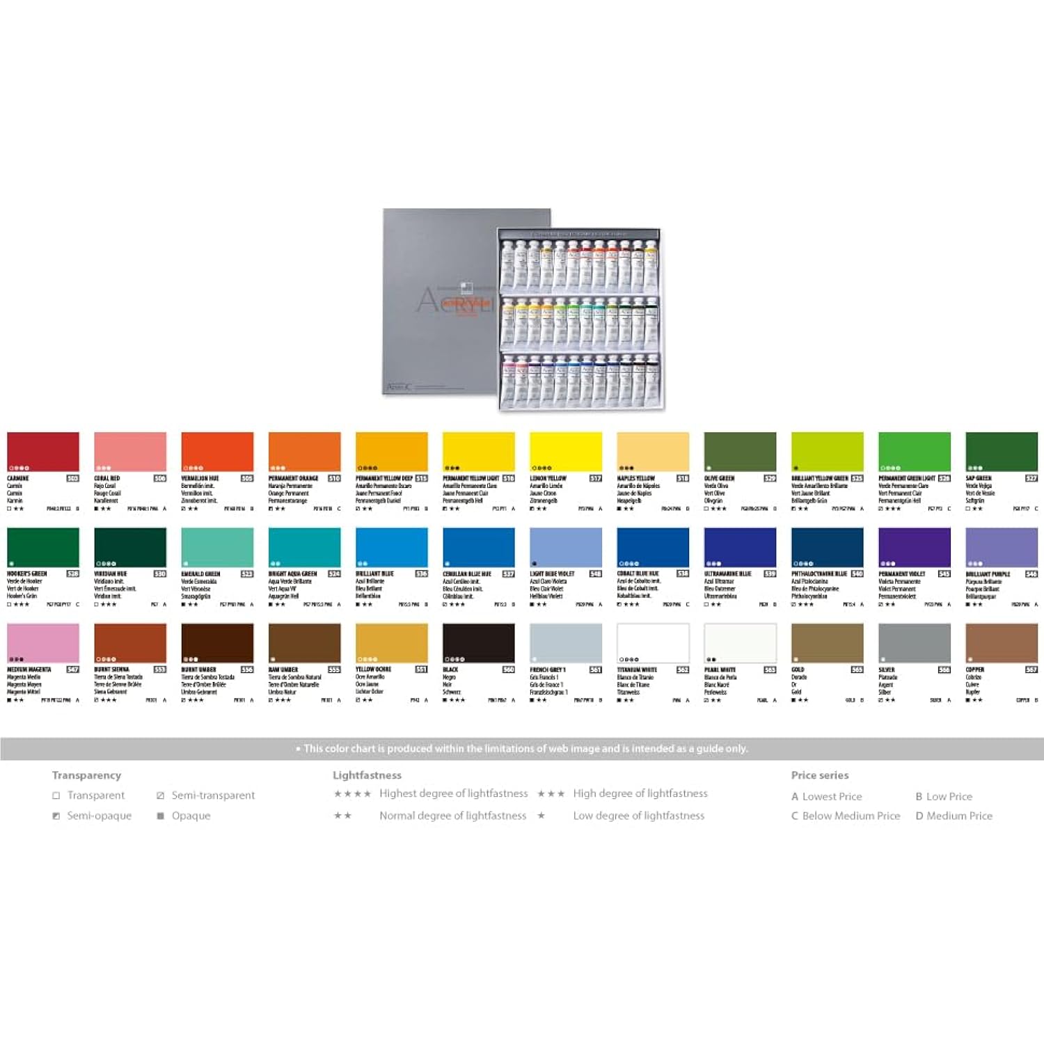ShinHan Professional Acrylic color 20ml 36colors Tube Set