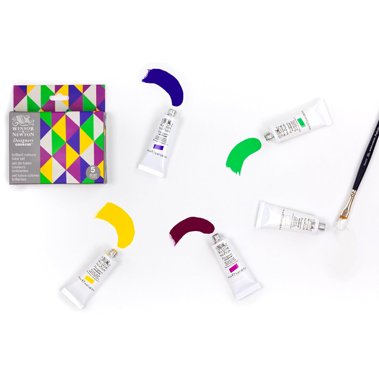 Winsor & Newton Designers Gouache Brilliant Set, 5 x 14ml Tubes