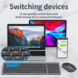 Wireless Bluetooth Rechargeable Keyboard And Mouse Combo. Rechargeable Dual-Mode (Bluetooth 5.0 And 3.0 +2.4G) Multi-Device Silent Mouse For Windows, Ipad, Tablet, Macos,Ios,Android (Grayish Black)