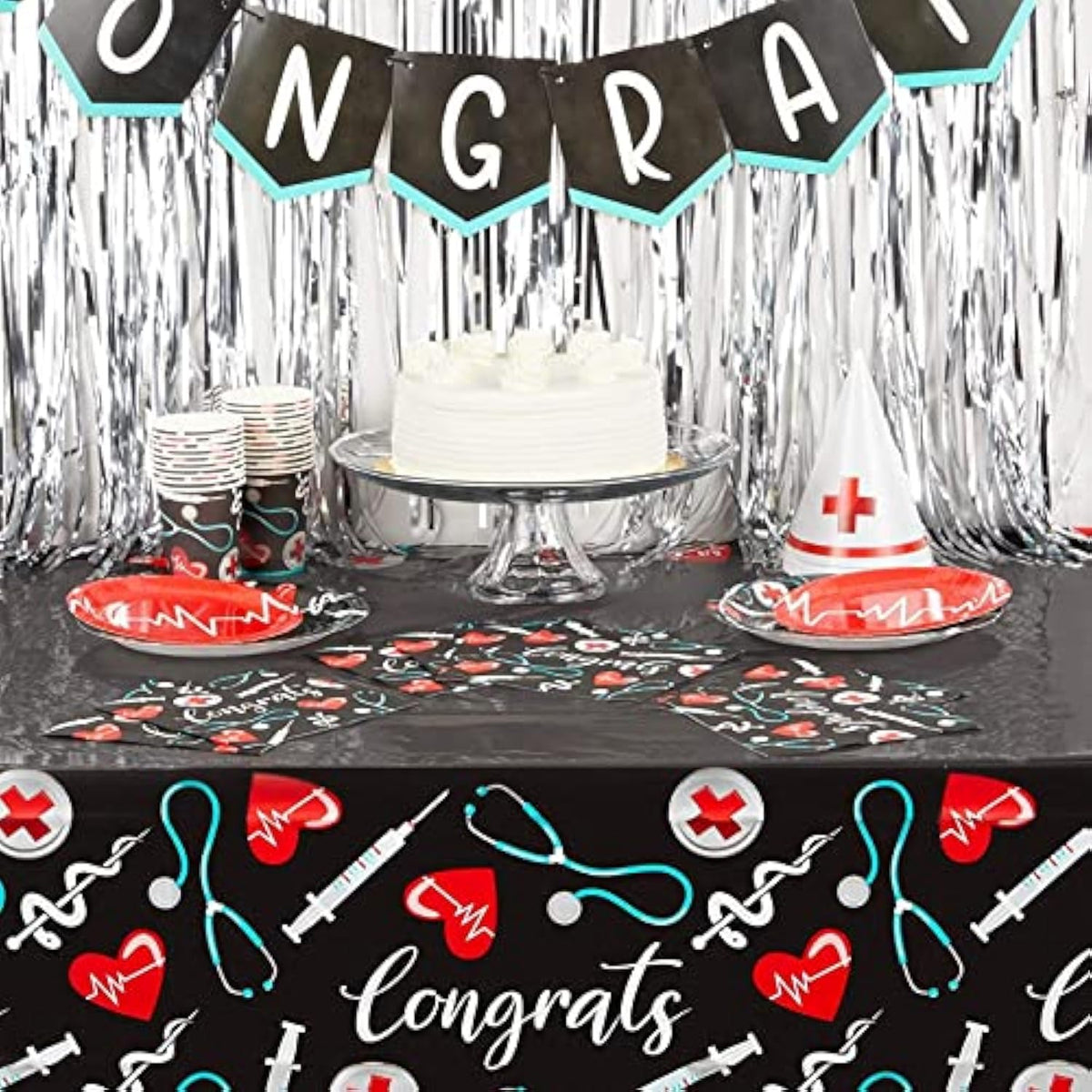 2024 Nurse Graduation Party Supplies, Congrats Table Covers (54 X 108 In, 3 Pack)