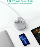 Portable Travel Power Strip with USB C and 3ft Wrapped Cord